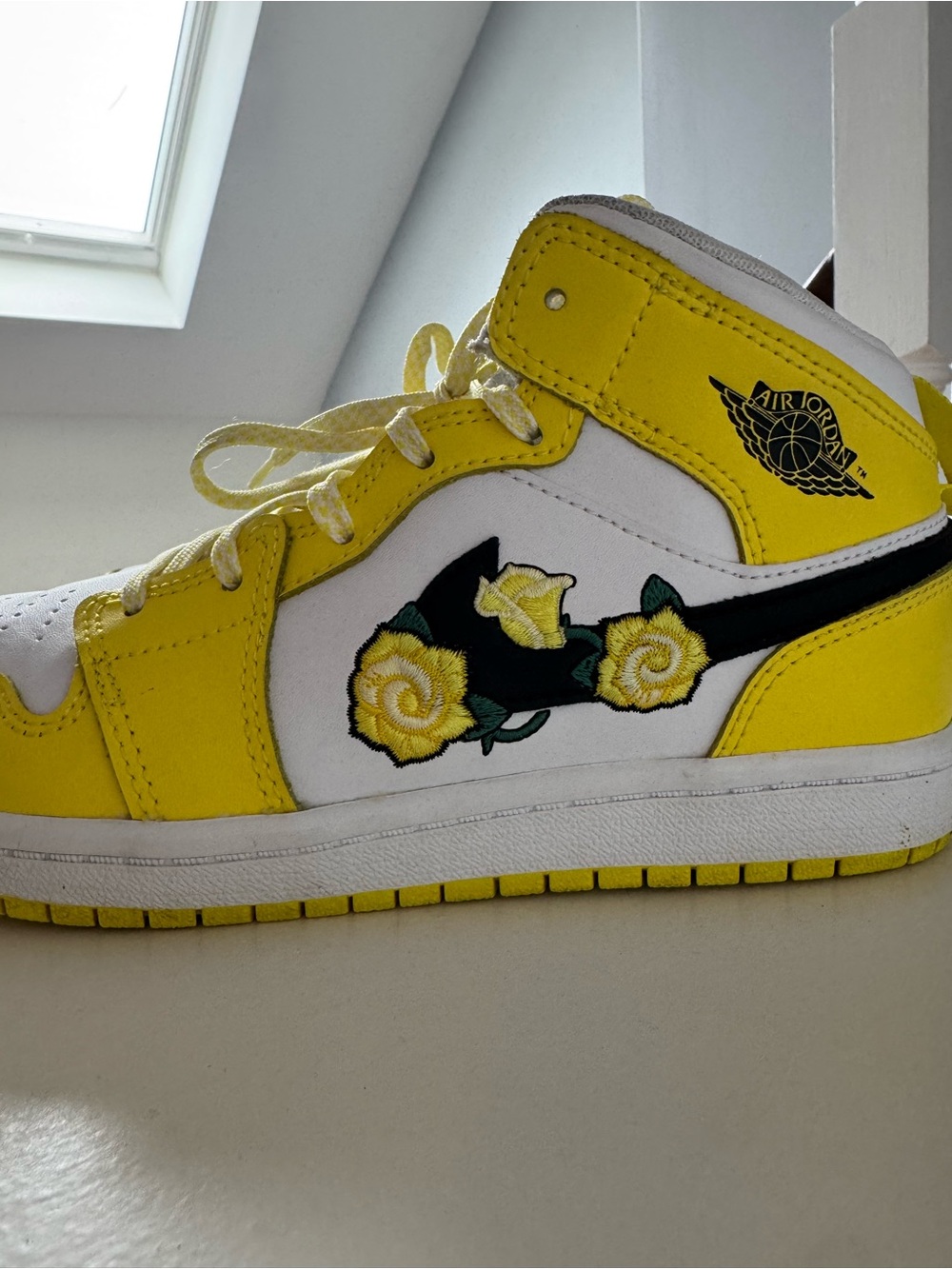 Air Jordan Grade School High-Top Sneakers in Yellow and White